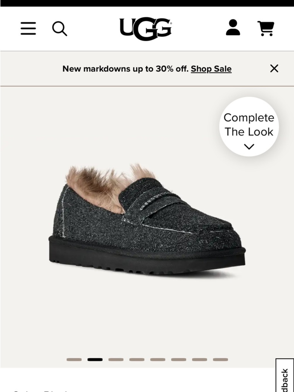 UGG Black Wool Penny Loafer Slippers with Tan Shearling